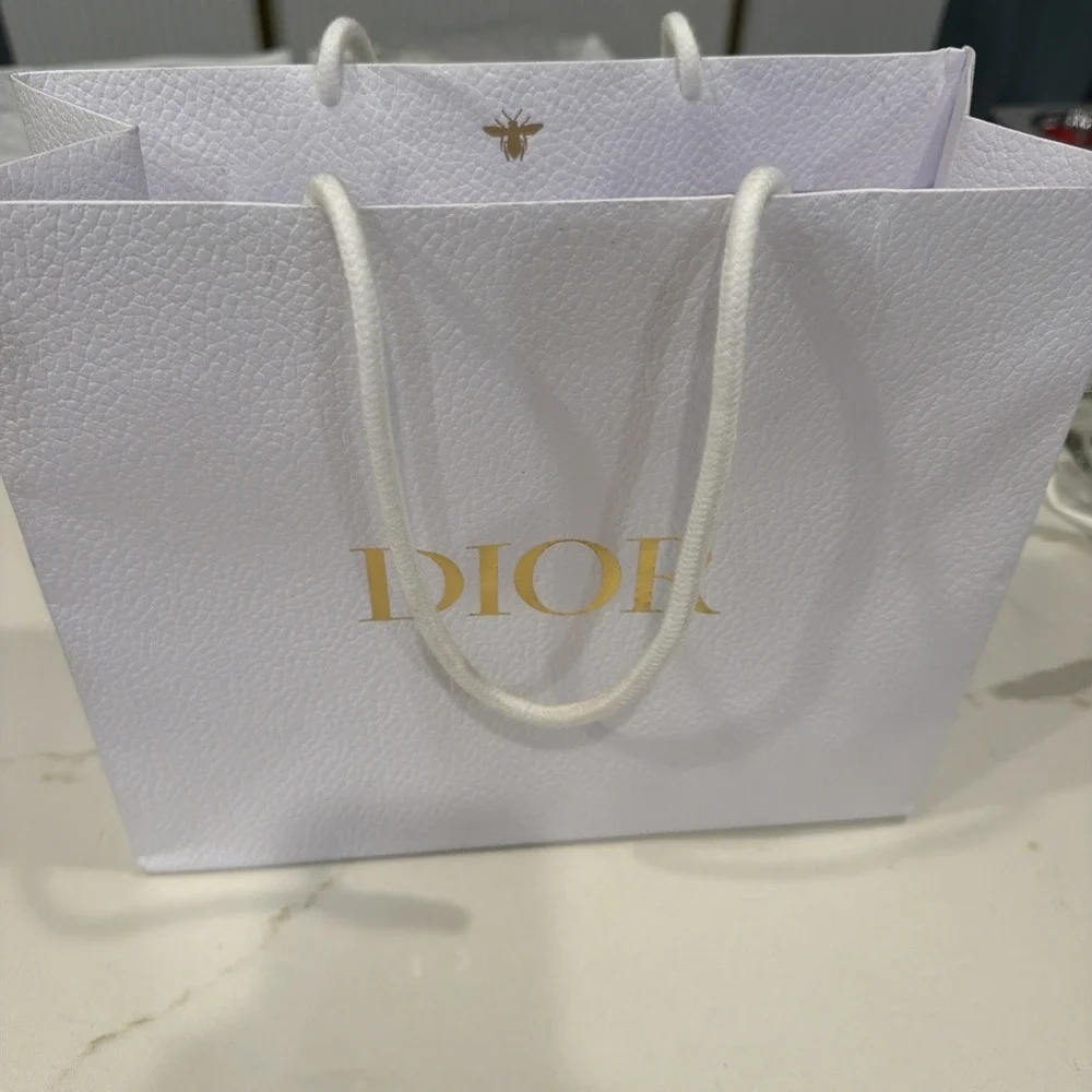Christian DIOR White Pebble Textured Gift Bag 10.5